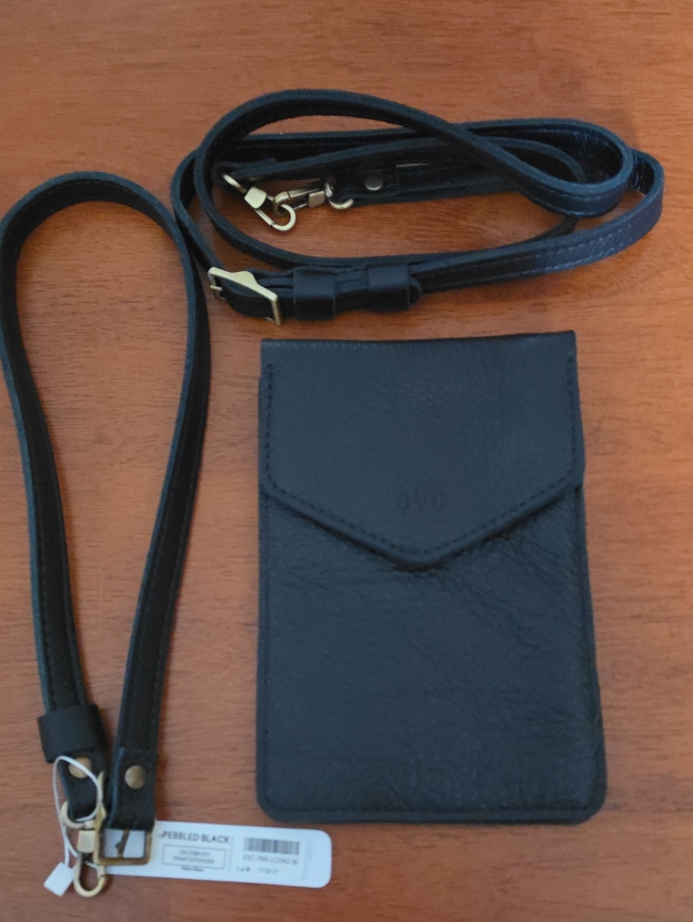 Portland Leather Goods Parker Phone Bag & Extender Strap - Pebbled Black